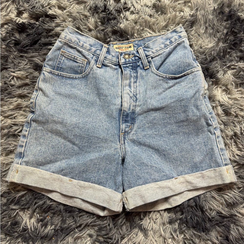 Guess Denim Blue Rolled Hem Shorts